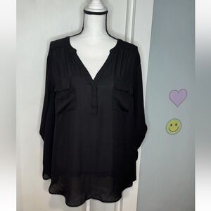 Torrid Harper Sheer Black Blouse Size 3 (3X 22/24)